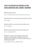 TNCC 9TH EDITION 100 UPDATED ACTUAL&NewLine;EXAM QUESTIONS AND CORRECT ANSWERS