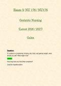 Exam 2 & 3&colon; NU 176 &sol; NU176 Geriatric Nursing &lpar;Latest 2026 &sol; 2027 Updates BUNDLE PACKAGE WITH COMPLETE SOLUTIONS&rpar; &vert; 100&percnt; Correct &vert; Grade A - Galen