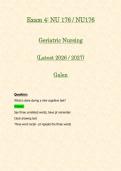 Exam 1&comma; 2&comma; 3 & 4&colon; NU 176 &sol; NU176 Geriatric Nursing &lpar;Latest 2026 &sol; 2027 Updates BUNDLE PACKAGE WITH COMPLETE SOLUTIONS&rpar; &vert; 100&percnt; Correct &vert; Grade A - Galen