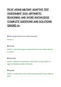 PICAT ASVAB MILITARY ADAPTIVE TEST&NewLine;ASSESSMENT 2026 ARITHMETIC&NewLine;REASONING AND WORD KNOWLEDGE&NewLine;COMPLETE QUESTIONS AND SOLUTIONS&NewLine;GRADED A&plus;&NewLine;
