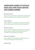UNDERSTANDING BUSINESS 12TH EDITION BY&NewLine;NICKELS FINAL PAPER SOLVED QUESTIONS&NewLine;WITH COMPLETE ANSWERS&NewLine;