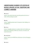 UNDERSTANDING BUSINESS 12TH EDITION BY&NewLine;NICKELS UPDATED ACTUAL QUESTIONS AND&NewLine;CORRECT ANSWERS&NewLine;