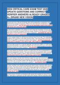 HESI CRITICAL CARE EXAM TEST 2026&NewLine;UPDATE QUESTIONS AND CORRECT&NewLine;VERIFIER ANSWERS ALREADY GRADED&NewLine;A&plus; &lpar;BRAND NEW VISION&rpar;