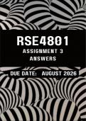 RSE4801 Assignment 3 &lpar;Complete Answers&rpar; &lbrace;Due Date&colon; August 2026&rcub;