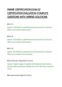 PMHNP CERTIFICATION EXAM 22&NewLine;CERTIFICATION EVALUATION COMPLETE&NewLine;QUESTIONS WITH VERIFIED SOLUTIONS&NewLine;