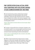 PMP CERTIFICATION EXAM ACTUAL PAPER&NewLine;2026 QUESTIONS WITH SOLUTIONS GRADED&NewLine;A PLUS COMPLETE REVIEW SET 400 ITEMS&NewLine;
