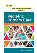 Test Bank Pediatric Primary Care 4th Edition By Richardson 2023 All Chapters Covered And Updated With Questions And Correct Answers