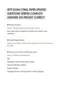 UPTP EXAM 3 FINAL PAPER UPDATED&NewLine;QUESTIONS VERIFIED COMPLETE&NewLine;ANSWERS 100 PERCENT CORRECT&NewLine;