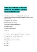 USING MIS EXAMPREP COMPLETE&NewLine;QUESTION SET VERIFIED ANSWERS&NewLine;GUARANTEED TO PASS&NewLine;