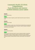 Community Health ATI FINAL&NewLine;Comprehensive&NewLine;Exam Questions and Answers&NewLine;Verified Solutions Latest Update