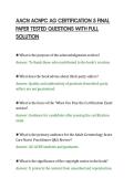 AACN ACNPC AG CERTIFICATION 5 FINAL&NewLine;PAPER TESTED QUESTIONS WITH FULL&NewLine;SOLUTION