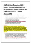 NCLEX RN Next Generation &lpar;NGN&rpar; &NewLine;Practice Examination Questions And &NewLine;Correct Answers &lpar;Verified Answers&rpar; Plus &NewLine;Rationales 2026 Q&A &vert; Instant &NewLine;Download Pdf 