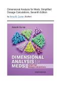 Test Bank - &NewLine;Dimensional Analysis for Meds&colon; Simplified Dosage Calculations&comma; 7th Edition &lpar;Curren&comma; 2026&rpar;&comma; Chapter 1-16 &plus; Midterm and Final Exam &vert; All Chapters Fully Covered Newest 2026&sol;2027