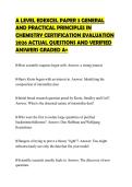 A LEVEL EDEXCEL PAPER 3 GENERAL&NewLine;AND PRACTICAL PRINCIPLES IN&NewLine;CHEMISTRY CERTIFICATION EVALUATION&NewLine;2026 ACTUAL QUESTIONS AND VERIFIED&NewLine;ANSWERS GRADED A&plus;