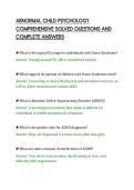 ABNORMAL CHILD PSYCHOLOGY&NewLine;COMPREHENSIVE SOLVED QUESTIONS AND&NewLine;COMPLETE ANSWERS