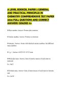 A LEVEL EDEXCEL PAPER 3 GENERAL&NewLine;AND PRACTICAL PRINCIPLES IN&NewLine;CHEMISTRY COMPREHENSIVE TEST PAPER&NewLine;2026 FULL QUESTIONS AND CORRECT&NewLine;ANSWERS GRADED A&plus;