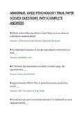 ABNORMAL CHILD PSYCHOLOGY FINAL PAPER&NewLine;SOLVED QUESTIONS WITH COMPLETE&NewLine;ANSWERS