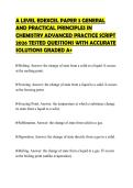 A LEVEL EDEXCEL PAPER 3 GENERAL&NewLine;AND PRACTICAL PRINCIPLES IN&NewLine;CHEMISTRY ADVANCED PRACTICE SCRIPT&NewLine;2026 TESTED QUESTIONS WITH ACCURATE&NewLine;SOLUTIONS GRADED A&plus;