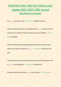 PROPANE FINAL PRACTICE EXAM &lpar;Latest Update 2026 2027&rpar; 100- Correct Questions & Answer