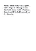 NR606 &sol; NR 606 Diagnosis & Management in Psychiatric Mental Health II Practicum &ndash; Midterm Exam &ndash; 2026&sol;2027 &vert; Comprehensive Midterm Exam Questions with Verified Answers