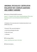 ABNORMAL PSYCHOLOGY CERTIFICATION&NewLine;EVALUATION TEST COMPLETE QUESTIONS&NewLine;AND CORRECT ANSWERS