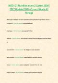 BIOD 121 Nutrition exam 2 &lpar;Latest 2026 2027 Update&rpar; 100- Correct -Grade A- Portage&period;