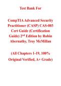 CompTIA Advanced Security Practitioner &lpar;CASP&rpar; CAS-003 Cert Guide &lpar;Certification Guide&rpar;&comma; 2nd Edition &mdash; by Robin Abernathy&comma; Troy McMillan &vert; Complete Test Bank &lpar;Ch&period; 1-19&rpar;
