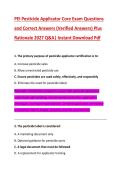 PEI Pesticide Applicator Core Exam Questions &NewLine;and Correct Answers &lpar;Verified Answers&rpar; Plus &NewLine;Rationale 2027 Q&A&vert; Instant Download Pdf