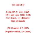 CompTIA A&plus; Core 1 &lpar;220-1101&rpar; and Core 2 &lpar;220-1102&rpar; Cert Guide&comma; 1st edition &mdash; by Rick McDonald &vert; Complete Test Bank &lpar;Ch&period; 1-9&rpar;