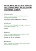 PN 3003 MENTAL HEALTH CERTIFICATION TEST&NewLine;2026 COMPLETE MENTAL HEALTH CARE PAPER&NewLine;AND ANSWERS GRADED A&plus;&NewLine;
