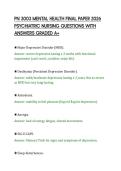 PN 3003 MENTAL HEALTH FINAL PAPER 2026&NewLine;PSYCHIATRIC NURSING QUESTIONS WITH&NewLine;ANSWERS GRADED A&plus;