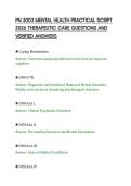 PN 3003 MENTAL HEALTH PRACTICAL SCRIPT&NewLine;2026 THERAPEUTIC CARE QUESTIONS AND&NewLine;VERIFIED ANSWERS&NewLine;