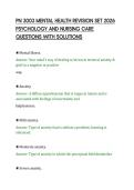 PN 3003 MENTAL HEALTH REVISION SET 2026&NewLine;PSYCHOLOGY AND NURSING CARE&NewLine;QUESTIONS WITH SOLUTIONS&NewLine;