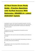 AZ Real Estate Exam Study &NewLine;Guide &ndash; Practice Questions &NewLine;with Verified Answers With &NewLine;Rationales&period; GRADED A&plus;&period; Latest &NewLine;2026&sol;2027 Update 