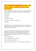 HESI OBSTETRICS&sol;MATERNITY Question and&NewLine;Answer &lbrack;2026&rsqb; &vert; UPDATED ACTUAL Exam &vert;&NewLine;Final Review