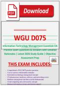 WGU D075 Information Technology Management Essentials OA Practice Exam Questions & Answers with Detailed Rationales &vert; Latest 2026 Study Guide &vert; Objective Assessment Prep