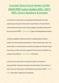 Licensed Clinical Social Worker &lpar;LCSW&rpar; EXAM PREP &lpar;Latest Update 2026 2027&rpar; 100- Correct Questions & Answers&period;