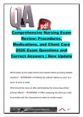 Comprehensive Nursing Exam Review &vert; 60 Practice Questions and Answers &vert; Procedures&comma; Medications&comma; Client Care&comma; Emergency Nursing & Pharmacology