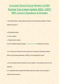 Licensed Clinical Social Worker &lpar;LCSW&rpar; Practice Test &lpar;Latest Update 2026 2027&rpar; 100- Correct Questions & Answers&period;