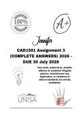 CAD1501 Assignment 3 &lpar;COMPLETE ANSWERS&rpar; 2026 - DUE 30 July 2026&semi; 100&percnt; Correct solutions and explanations&period; 