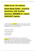 CHES &lpar;From 7th edition&rpar; &NewLine;Exam Study Guide &ndash; Practice &NewLine;Questions with Verified &NewLine;Answers&period; GRADED A&plus;&period; Latest &NewLine;2026&sol;2027 Update 