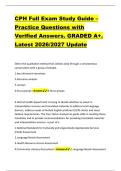 CPH Full Exam Study Guide &ndash; &NewLine;Practice Questions with &NewLine;Verified Answers&period; GRADED A&plus;&period; &NewLine;Latest 2026&sol;2027 Update 