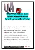 HAZWOPER 40 Final Exam Questions and Correct Answers &vert; 70&plus; Practice Questions &vert; OSHA 29 CFR 1910&period;120&comma; Hazard Communication&comma; PPE&comma; Respiratory Protection & Hazardous Waste Operations