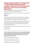 BIOL251 HUMAN ANATOMY & PHYSIOLOGY I &ndash; ARTICULATIONS &lpar;MODULE 4&rpar; 2026 &vert; Complete Study Guide &vert; Verified Exam-Style Questions&comma; Correct Answers & Detailed Explanations