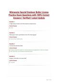 Minnesota Special Engineer Boiler License Practice Exam Questions with 100&percnt; Correct Answers