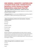 UNE GENERAL CHEMISTRY II MIDTERM 2026 &vert; Complete Study Guide &vert; Verified Practice Questions&comma; Correct Answers & Detailed Explanations &vert; Latest Exam Prep PDF