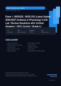 BIOS 252 Anatomy & Physiology II Lab Exam 1 Actual 2026&sol;2027 &ndash; 100&percnt; Verified &vert; Detailed Rationales &ndash; Pass Guaranteed &ndash; A&plus; Graded 