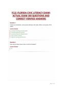 FCLE &lpar;FLORIDA CIVIC LITERACY EXAM&rpar; ACTUAL EXAM 300 QUESTIONS AND CORRECT VERIFIED ANSWERS