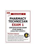 Pharmacy Technician Certification Exam &lpar;PTCE&rpar; Exam 1 &lpar;2026&sol;2027 Update&rpar; Questions and Answers with Rationale &ndash; Guarantees Pass 100&percnt;