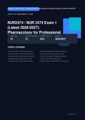 NUR 2474 Pharmacology for Professional Nursing Exam 1 Actual 2026&sol;2027 &ndash; 100&percnt; Verified &vert; Detailed Rationales &ndash; Pass Guaranteed &ndash; A&plus; Graded